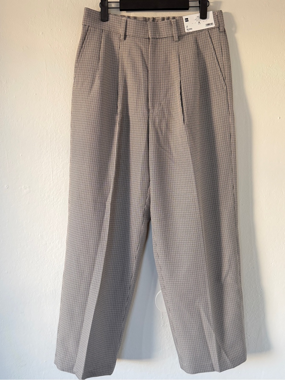 Men's Gray Check Pleated Trousers - Classic Casual Dress Joggers